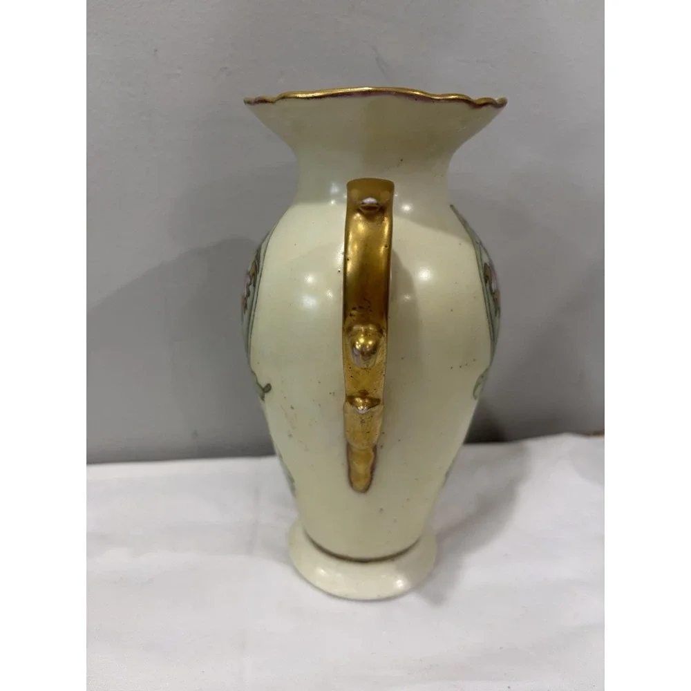 Limoges Vase Hand Painted Floral‎ Daisies Gold Gilded Trim Vintage 8